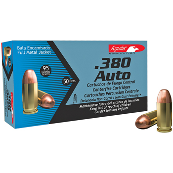 380 Auto [ACP] 95gr FMJ Aguila Ammo | 50 Round Box