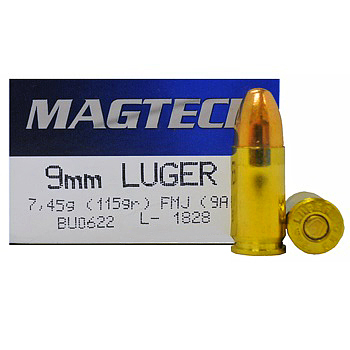 9mm Luger [9x19mm] 115gr FMJ Magtech Ammo | 1000 Round Case