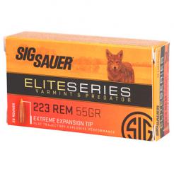 223 Remington (5.56x45mm) 55gr Sig Sauer Elite Series Varmint and Predator Ammo | 20 Round Box